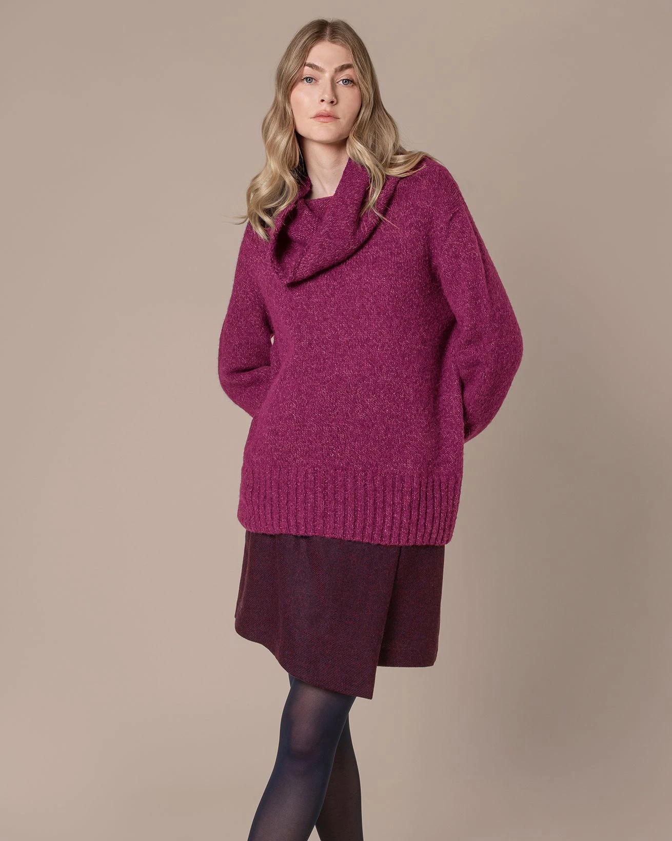 Alpaca / Silk Blend Cowl Neck Sweater 2 Alpaca / Silk Blend Cowl Neck Sweater - Image 2