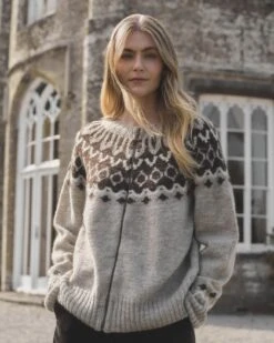 British Wool Chevron Yoke Cardigan -Celtic And Cos 206283