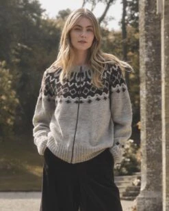 British Wool Chevron Yoke Cardigan