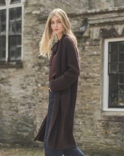 Longline Lambswool Rib Shawl Cardigan